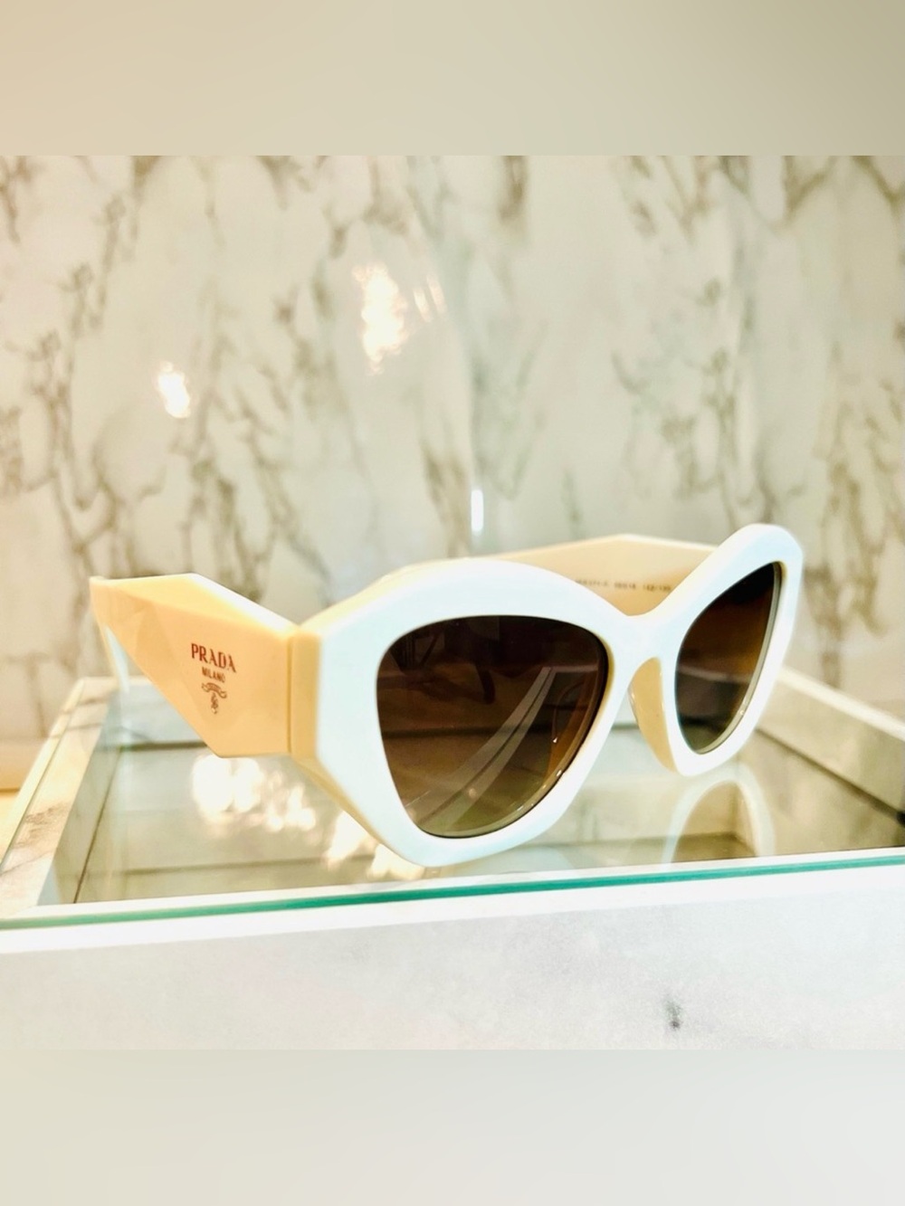 Prada Women’s White Grey Gradient Sunglasses NIB